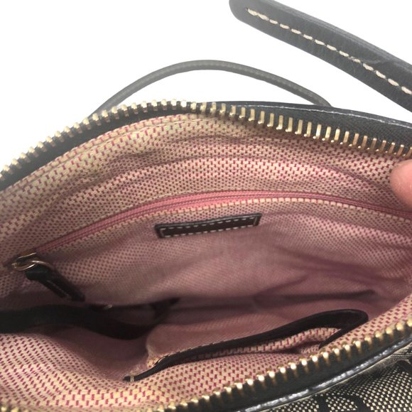 DOONEY & BOURKE Black Grey Canvas Logo Signature Crossbody Handbag - Picture 6 of 7
